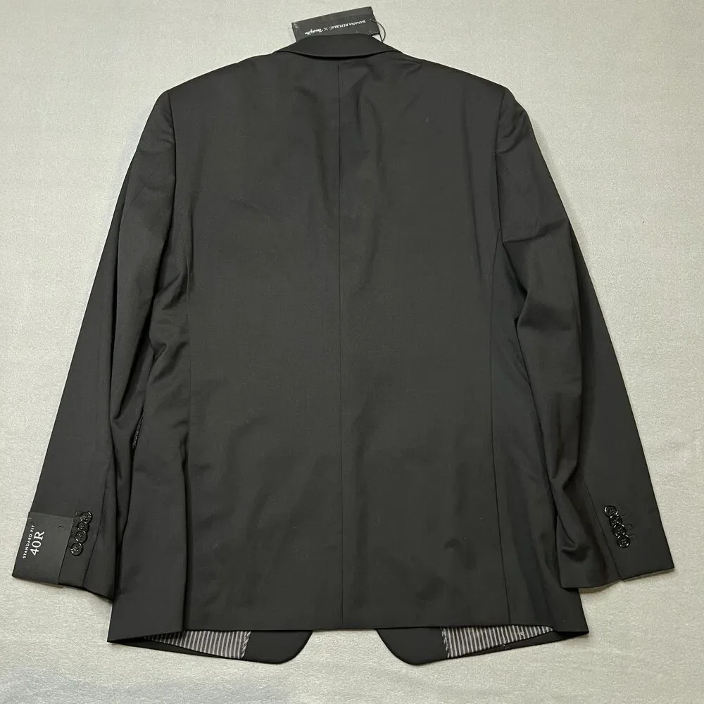 Banana Republic Blazer Jacket Men's 40R Black Classic Notch Collar Standard-Fit